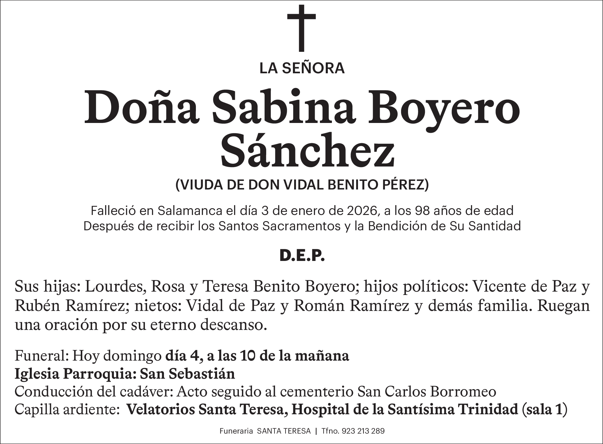 Doña Sabina Boyero Sánchez