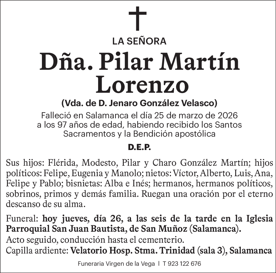 Dña. Pilar Martín Lorenzo