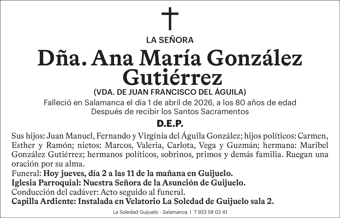 Dña. Ana María González Gutiérrez