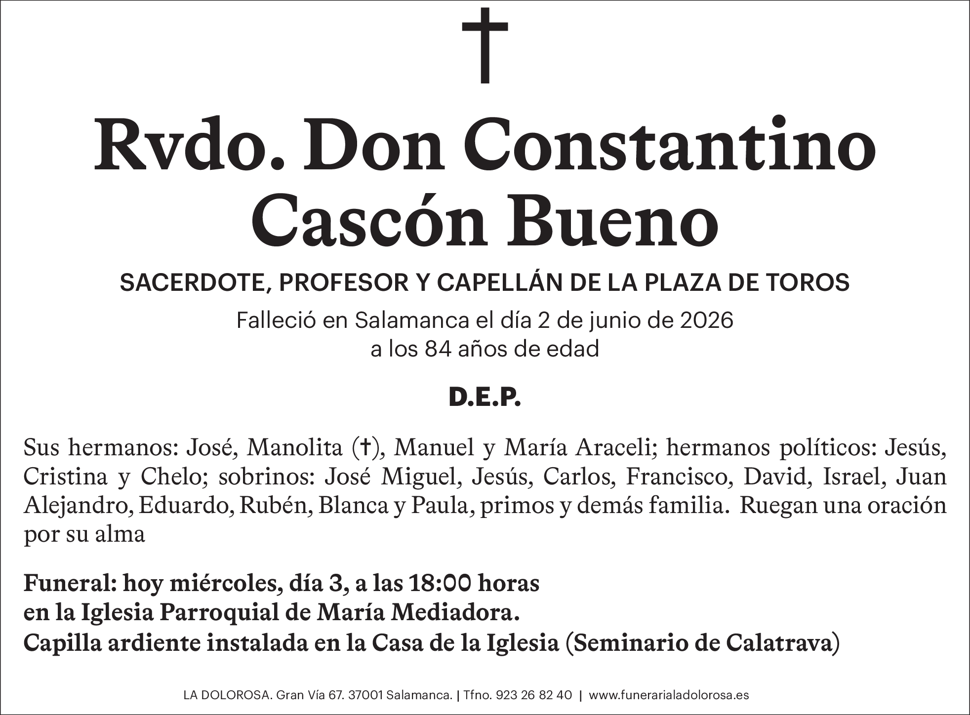 Rvdo. Don Constantino Cascón Bueno